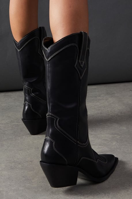 Faith For Warehouse: Leather Stitched Western Boots