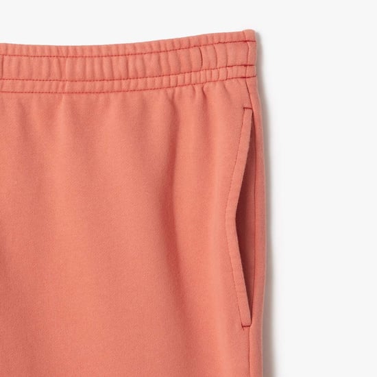 Men's Lacoste Washed Effect Printed Fleece Shorts in Red