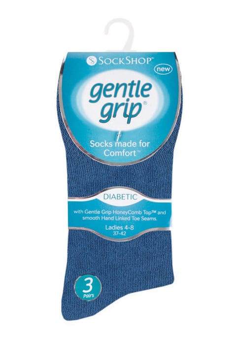 Gentle Grip - 6 Paar Damen Diabetiker-Socken mit Honigkamm-Oberteil und handgekettelten Zehennähten - Dunkelblau 37 - Image 2