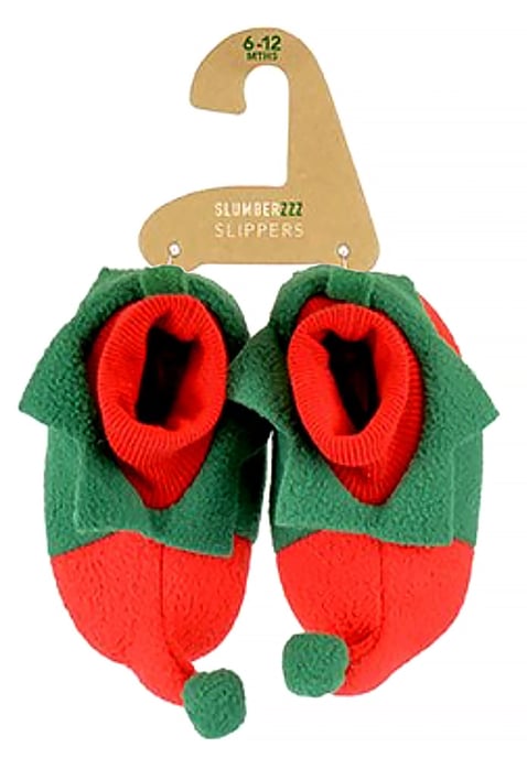 Baby Plüsch Weihnachtspantoffeln für Winter | Neuheit weiche Sohle warm Elf & Rentier Hausschuhe für Baby Jungen & Mädchen - Elf - Image 2