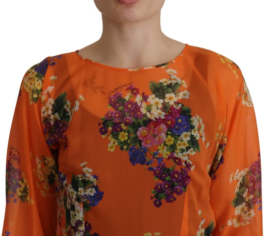 Dolce & Gabbana Orange Floral Print Langarmbluse für Damen - Image 3