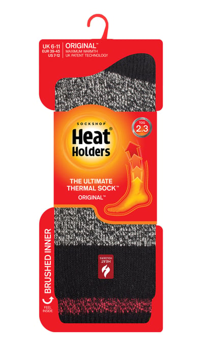 Wärmehalter - Herren Extra Dicke Thermosocken für den Winter | Warme Flauschige Fleece Isolierte Socken | Geschenke für Männer - Schwarz Rot (Porto) - Image 2
