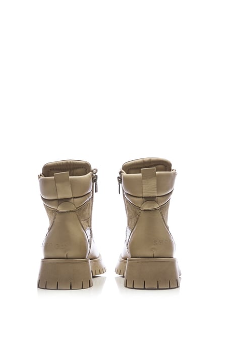 'Sh Anello' Beige Leather Lace Up Boots