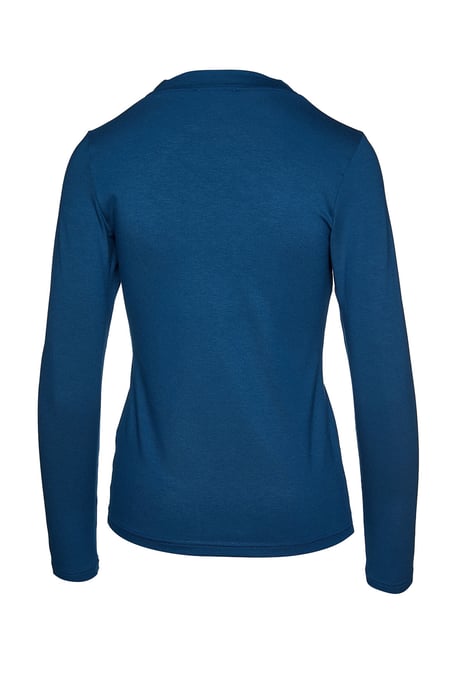 Petrol Long Sleeve Faux Wrap Top in Stretch Jersey Sustainable Fabric