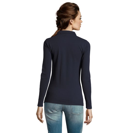 SOLS Womens/Ladies Perfect Long Sleeve Pique Polo Shirt (French Navy) - Image 3