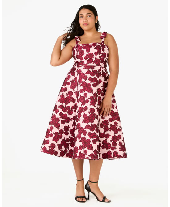 Rosy Florets Brocade Dress