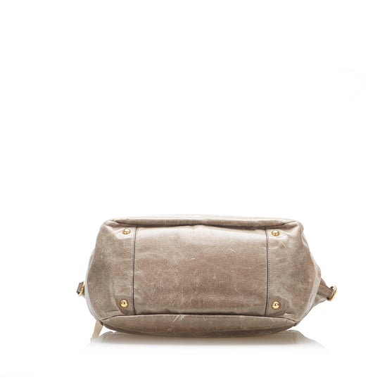 Vintage Prada Vitello Shine Satchel Grey - Image 4