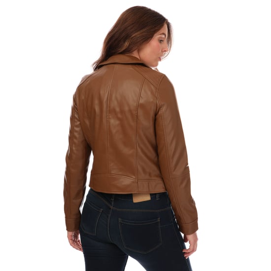 Women's Vero Moda Bella Annabel Faux Leather Jacket in Cognac