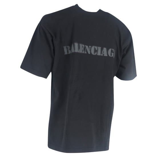 Balenciaga Logo-Druck Schablonen-T-Shirt aus schwarzer Baumwolle - Image 3