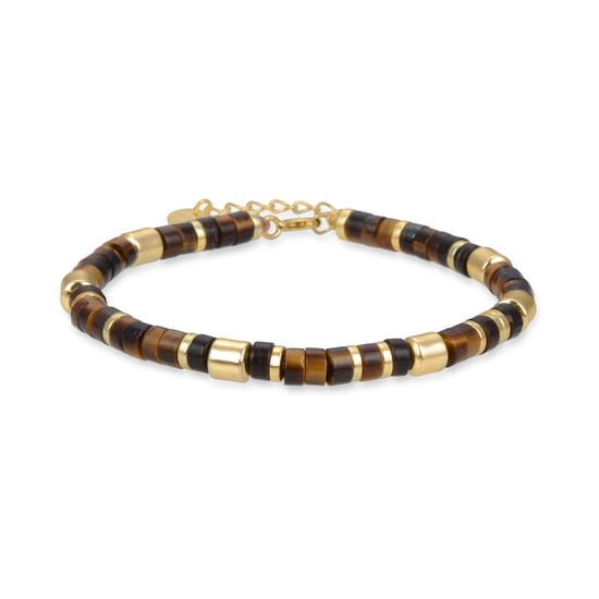 Luxenter Sterling Silver 925 bracelet with Tiger Eye finished in 18K yellow gold - Ihun