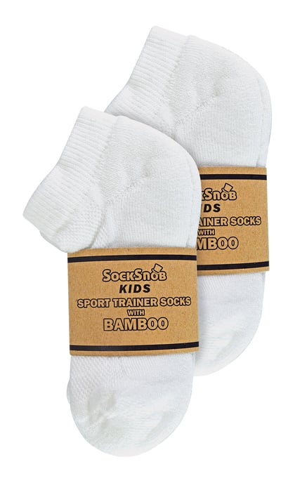 6 Paar Multipack Kinder weiße Socken | Socken Snob | Bambus-Trainersocken für Jungen und Mädchen - weiß - Image 2