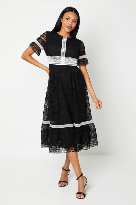 Lace Trim Detail Midi Dress - Image 1