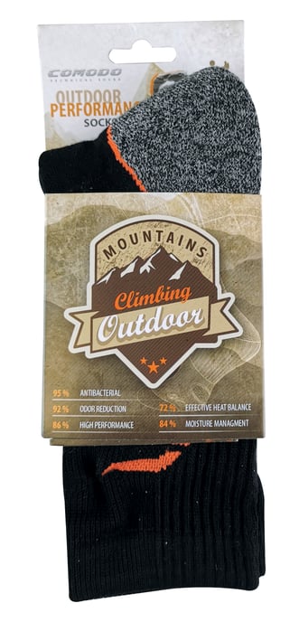 COMODO - Randonnée Trekking | Légères Respirantes en Bambou | Homme et Femme - Noir - Orange - Image 2