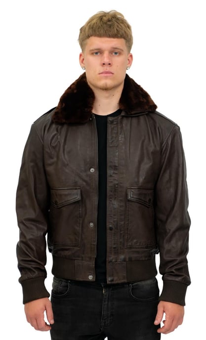 Men's Air Force A2 Brown Aviator Leather Bomber Jacket-Sao Paulo