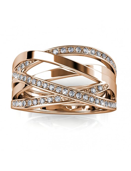 Criss Cross Ring - Rose Gold und Kristall - Image 4