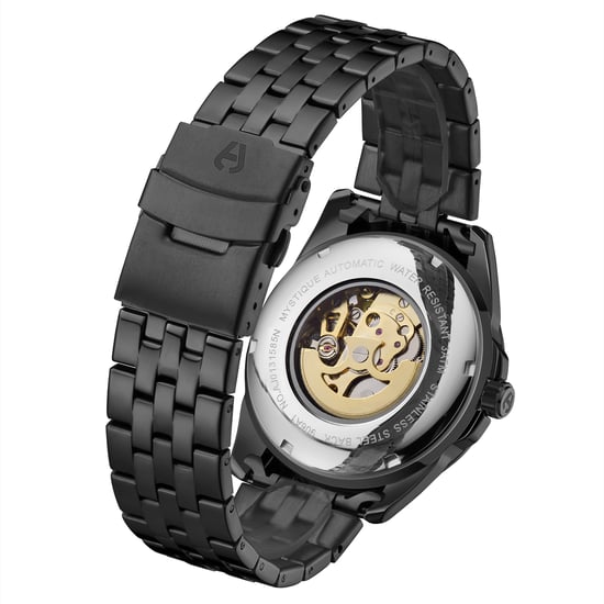 Montre de luxe pour hommes Anthony James Squelette noir automatique - Image 2