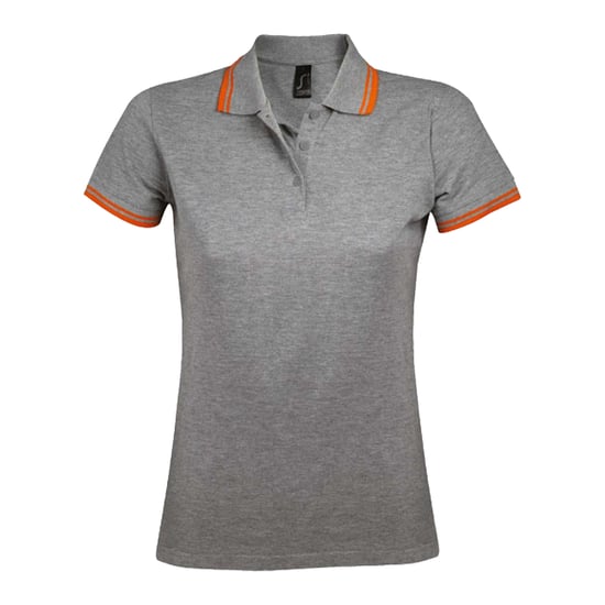 SOLS - "Pasadena" Poloshirt für Damen (Grau meliert/Orange) - Image 1