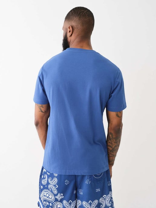 Short Sleeve Paisley Flock Tee in Blue