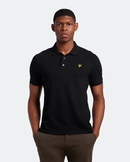 Lyle & Scott Einfarbiges Poloshirt in Schwarz - Image 2