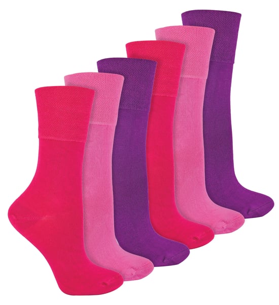 IOMI - 6 Pack Damen Diabetiker Bambus Socken | Extra breite nahtlose lockere nicht elastische Socken für Frauen - Rosa - Image 1