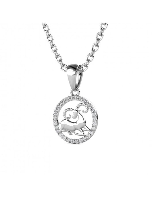 Widder Tierkreiszeichen Anhänger - Silber und Kristall - Image 3