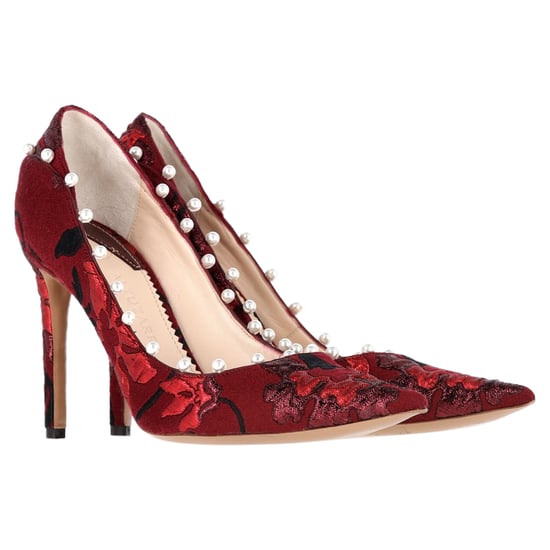 Aquazzura Perlenverzierte Pumps aus roter Baumwolle - Image 4