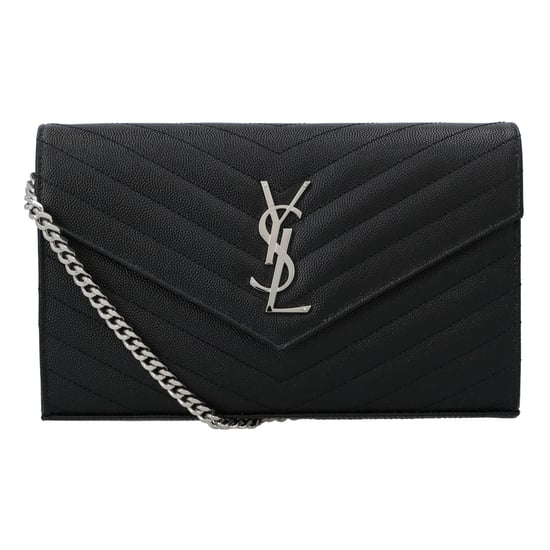 Saint Laurent Klassische Cassandre Kettenbörse aus Grain De Poudre Leder Schwarz - Image 1