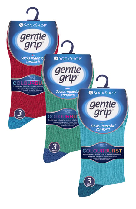 Gentle Grip - 9 Paar nicht elastische Socken aus weicher Baumwolle mit losem Oberteil für Herren - Colourburst Mix 2 - Image 2