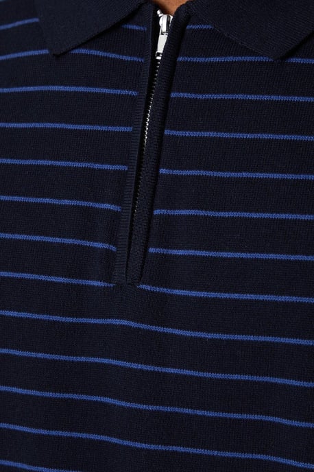 Horizontal Stripe Jacquard Knitted Polo