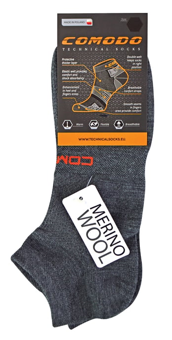 Comodo - Unisex Merino Wool Running Socken | Leichte Sport Socken - Dunkelgrau - Image 2