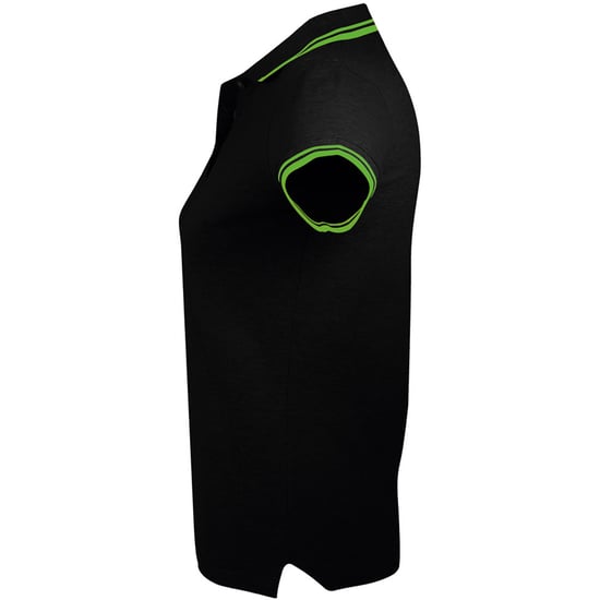 SOLS Womens/Ladies Pasadena Tipped Short Sleeve Pique Polo Shirt (Black/Lime)