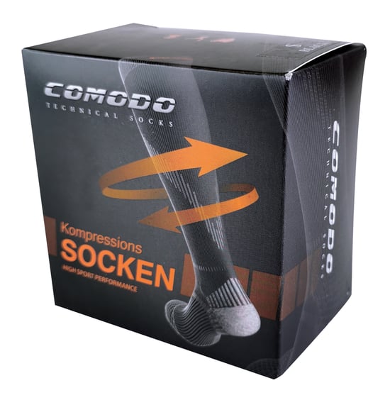 COMODO - 1 Paire Chaussettes Genou Sport Running Contention Homme Femme - Noir - Image 2