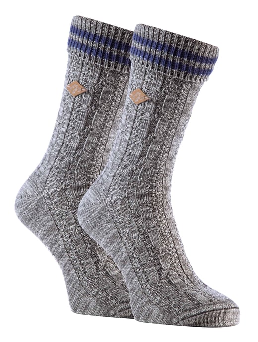 2 Pack Herren Kabel stricken Baumwolle Boot Kleid Socken mit Turn Over Top - Image 1