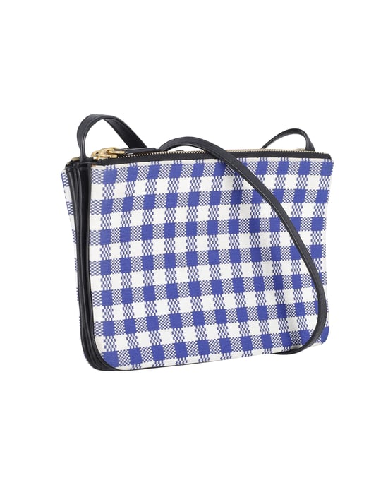 Celine Trio Gingham Umhängetasche aus Baumwolle in Blau und Weiß - Image 3