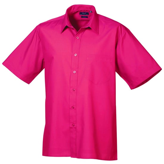 Premier Popelin Herren Hemd, kurzärmlig (Hot Pink) - Image 1
