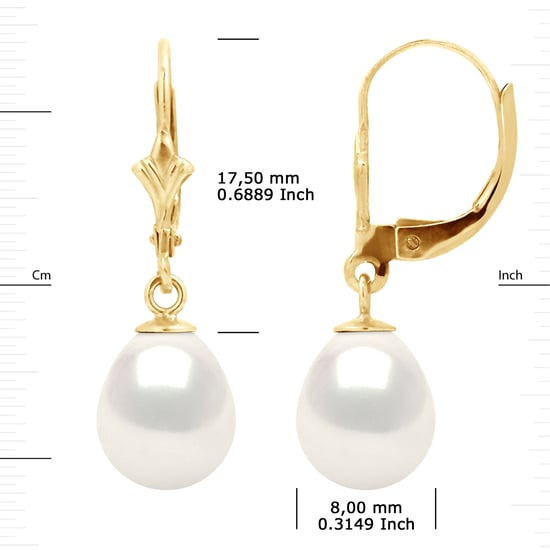 DIADEMA - Earrings - Yellow Gold and Real Freshwater Pearls