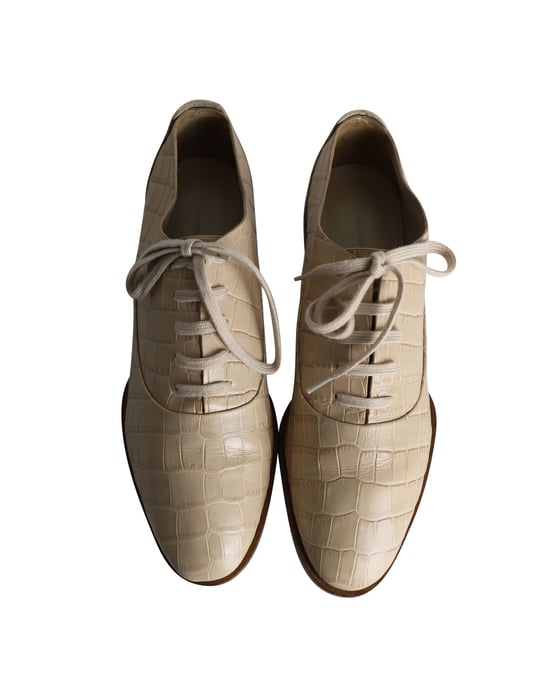 Alexander Wang Ingrid Krokodilprägung Oxfords aus beigem Kalbsleder - Image 5