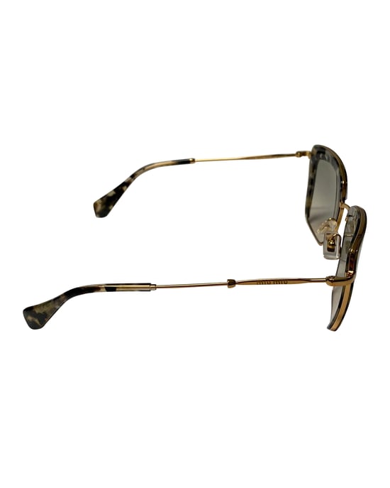 Miu Miu Tortoise Gradient SMU 52Q Cat Eye Sunglasses in Gold Metal - Image 4