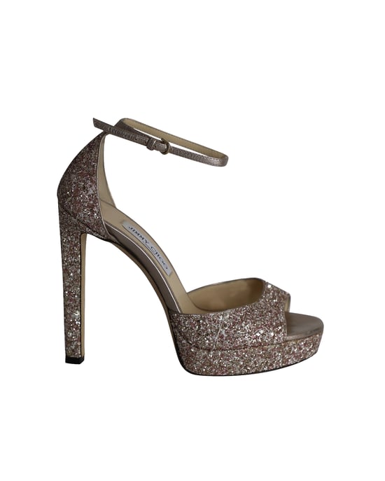 Jimmy Choo Plattform Sandalen in pinkem Glitter - Image 1