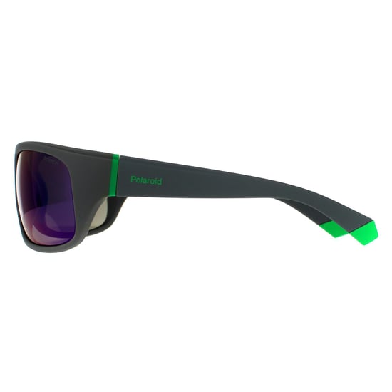 Polaroid Wrap Mens Grau Grün Grau Grün Spiegel Polarisierte Sonnenbrille - Image 3
