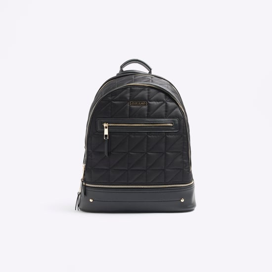 River Island Womens Backpack Black Quilted Zip Bag