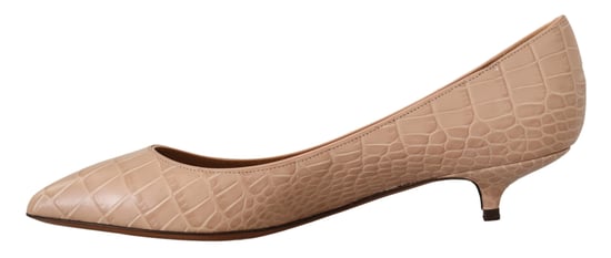 Dolce & Gabbana Beigefarbene Leder Kitten Heels Pumps Damen Schuhe - Image 4