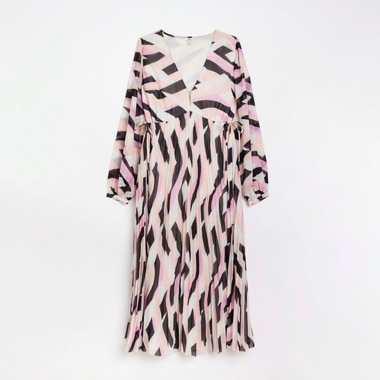River Island Womens Maxi Dress Pink Print Long Sleeve