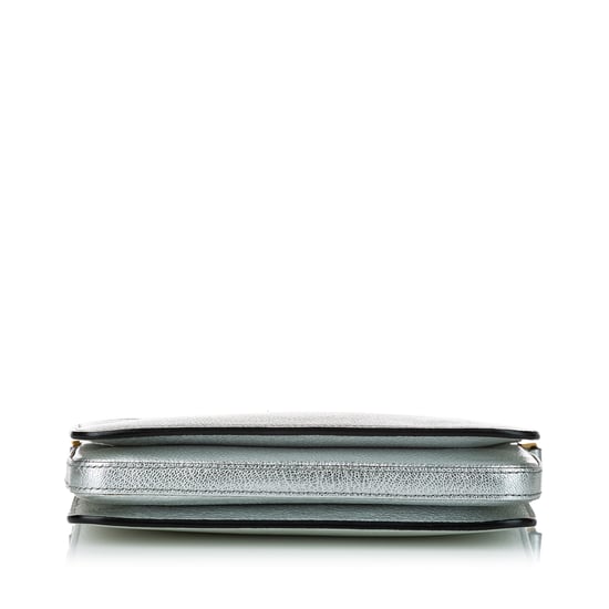 Vintage Burberry Leather Crossbody Bag Silver - Image 4