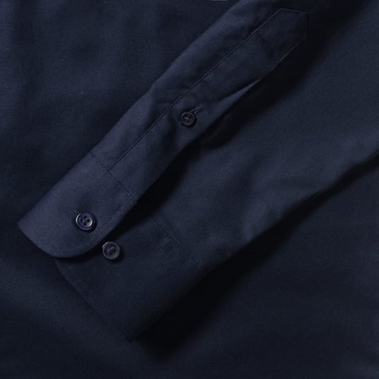 Russell Collection Herren-Langarmhemd aus pflegeleichtem Oxford (Bright Navy) - Image 4