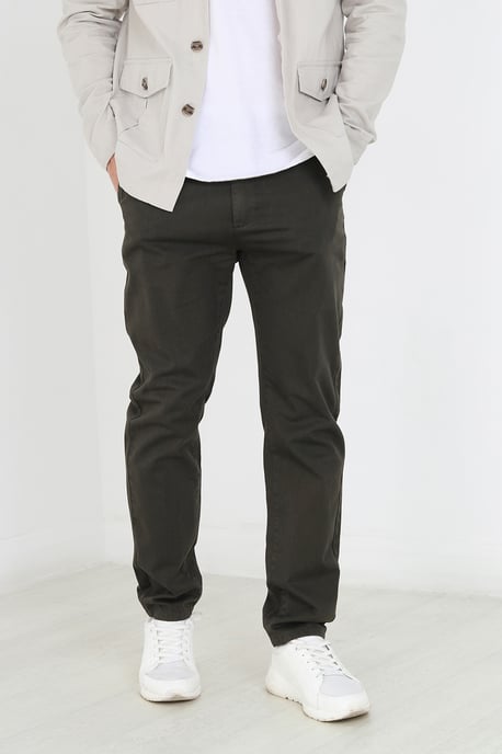 Khaki 'Armstrong' Cotton Chino Trousers