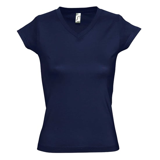 SOLs Womens/Ladies Moon V Neck Kurzarm T-Shirt (French Navy) - Image 1