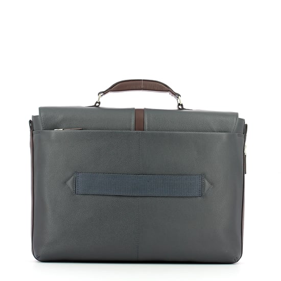 Expandable leather Laptopbag 14.0 Piquadro BLU MARRONE