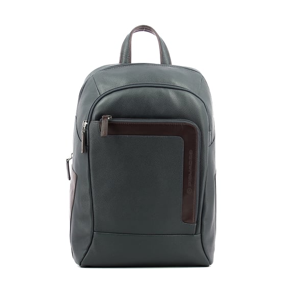 Laptop Backpack in leather 14.0 Piquadro BLU/MARRONE - Image 1