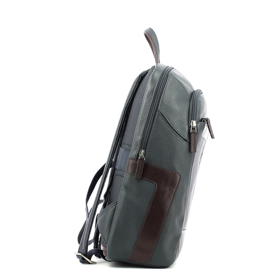 Laptop Backpack in leather 14.0 Piquadro BLU/MARRONE - Image 2